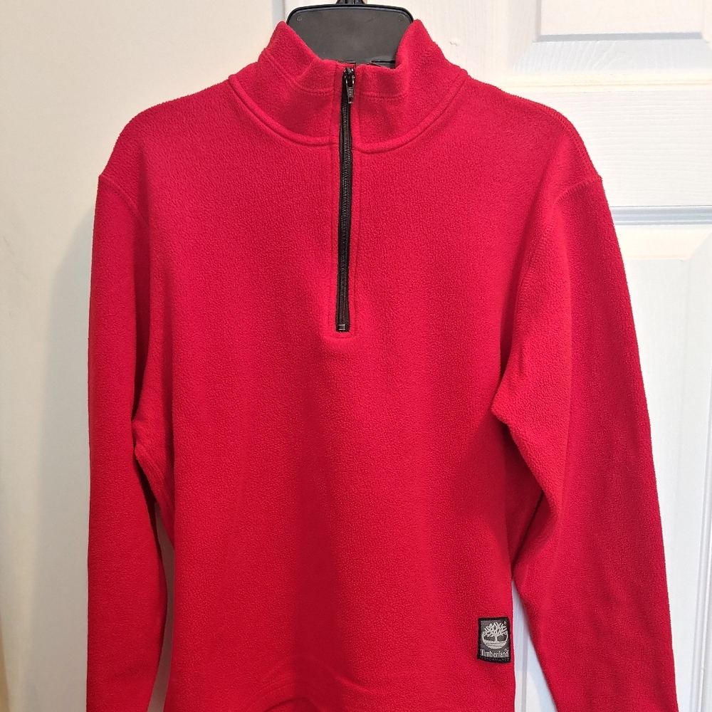 Timberland Red Fleece 3/4 Zip-Up Jacket Size Large - Picture 1 of 5